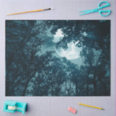 Papier Mousseline Forêt nocturne enchanteresse avec Pleine lune (Artisanat)