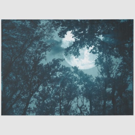 Papier Mousseline Forêt nocturne enchanteresse avec Pleine lune (Recto)