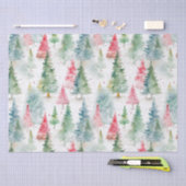 Papier Mousseline Forêt, Red Green Pine Trees (Artisanat)