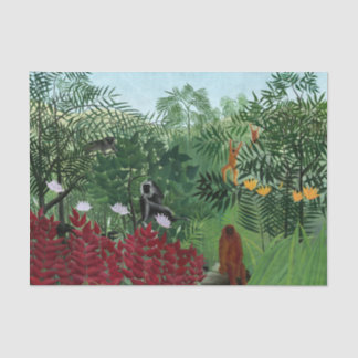 Papier Mousseline Forêt tropicale avec singes Rousseau Art