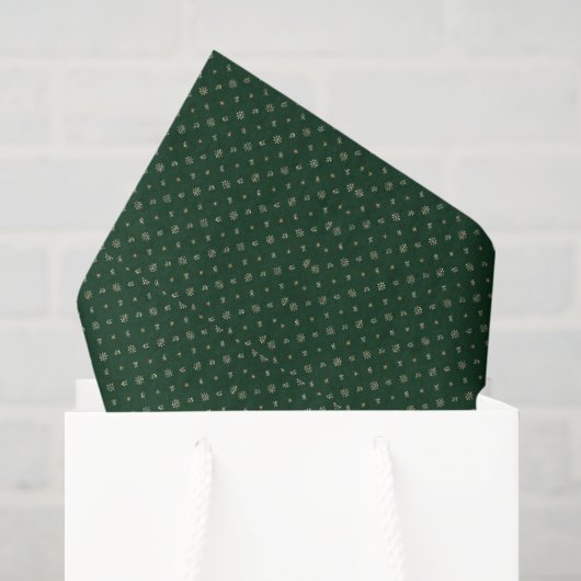 Papier Mousseline Forêt Verte Gui Flocon de Neige Noël (Sac cadeau)