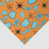 Papier Mousseline Formes atomiques MCM Turquoise sur orange (Détail)