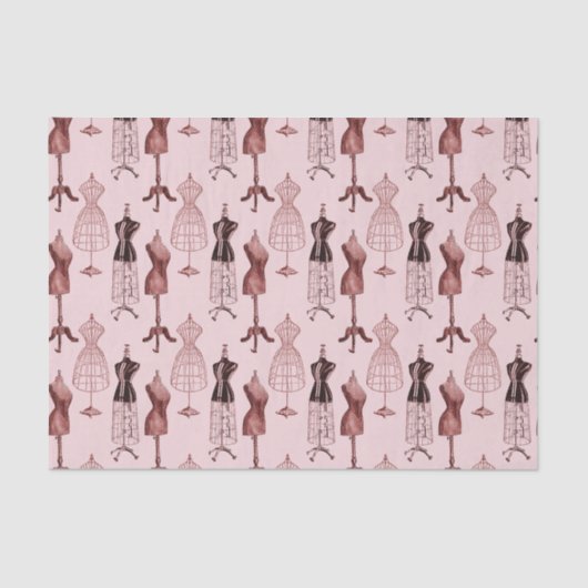 Papier Mousseline Formes roses antiques de robe (Recto)