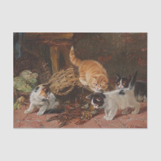 Papier Mousseline Four Kittens et Crayfish par Julius Adam (Recto)