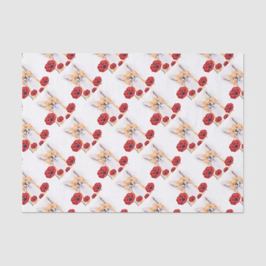 Papier Mousseline fox and poppies (Recto)