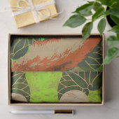 PAPIER MOUSSELINE FOX ROUGE PARMI LES FEUILLES VERTS ET LE FOLIAGE (Cadeau)