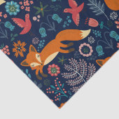 Papier Mousseline Foxes mignons Oiseaux et fleurs Motif (Détail)