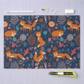 Papier Mousseline Foxes mignons Oiseaux et fleurs Motif (Artisanat)