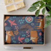 Papier Mousseline Foxes mignons Oiseaux et fleurs Motif (Cadeau)