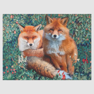 PAPIER MOUSSELINE FOXES ROUGES PARMI LA VERDURE, LE FOLIAGE ET LES F