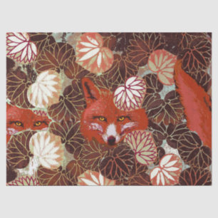 Papier Mousseline FOXES ROUGES PARMI LES FEUILLES BLANCS, FOLIAGE No