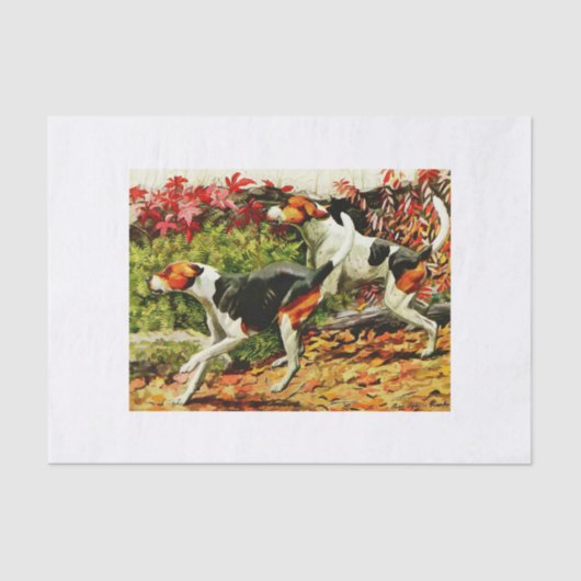 Papier Mousseline Foxhounds (anglais et américain) en bois d'automne (Recto)