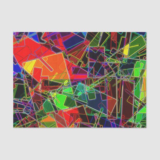 Papier Mousseline Fractale géométrique au néon (Recto)