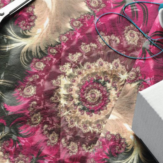 Papier Mousseline Fractale tourbillonnante magenta