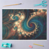 Papier Mousseline Fractale Turquoise Imaginaire spirale Abstraite 26 (Artisanat)