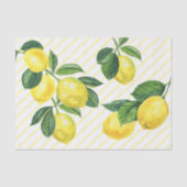 Papier Mousseline Fraîchement rustique citrons aquarelle pinstripes (Recto)