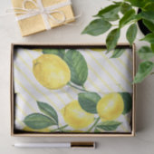 Papier Mousseline Fraîchement rustique citrons aquarelle pinstripes (Cadeau)