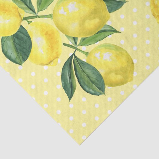 Papier Mousseline Fraîchement rustique citrons d'aquarelle pois (Détail)