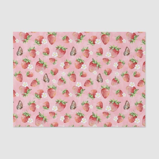 Papier Mousseline Fraise à papillon (Recto)