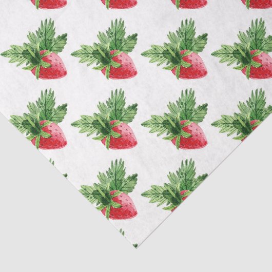 Papier Mousseline fraise avec feuille verte (Détail)