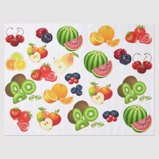 Papier Mousseline Fraise pomme pastèque Cerise Fruit Découpage (Recto)