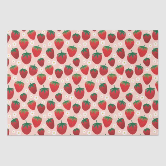 Papier Mousseline Fraise sucrée sur Motif rose Rose (Recto)