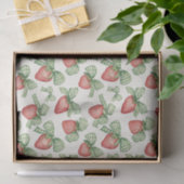 Papier Mousseline Fraises avec ruban vert Anniversaire (Cadeau)