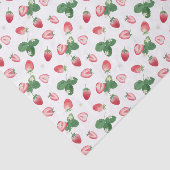 Papier Mousseline Fraises d'aquarelle et Feuilles Motif répétitif (Détail)