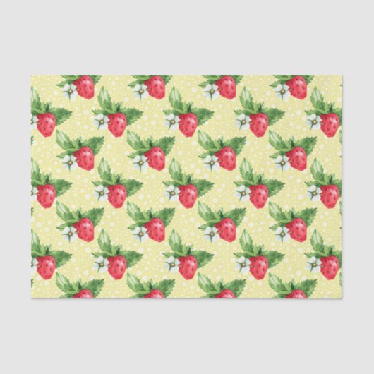 Papier Mousseline Fraises (Design 12 série Jaune/Orange) (Recto)