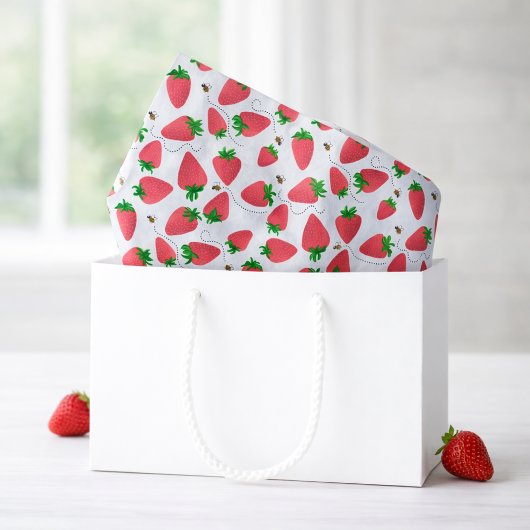 Papier Mousseline Fraises Douces Capricieuses Abeilles