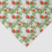 Papier Mousseline Fraises et fleurs rose et blanche (Détail)