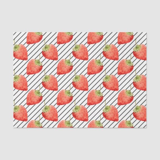 Papier Mousseline Fraises Rouges (Design 49 Série Rouge) (Recto)