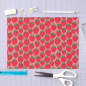 Papier Mousseline Fraises rouges sur rose (Artisanat)