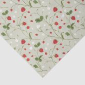 Papier Mousseline Fraises Sauvages (Gris Chaud) - Papier Tissu (Détail)