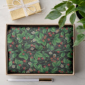 Papier Mousseline Fraises sauvages sur le noir (Cadeau)