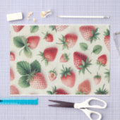 Papier Mousseline Fraises sur baies d'aquarelle crème (Artisanat)