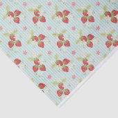 Papier Mousseline Fraises sur un Motif Arrière - plan bleu clair (Détail)