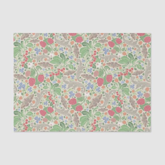 Papier Mousseline Framboises Papillons Courants Fraise Jardin (Recto)