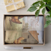 Papier Mousseline Français Agricole Poulet Grange Hen Bird Découpage (Cadeau)