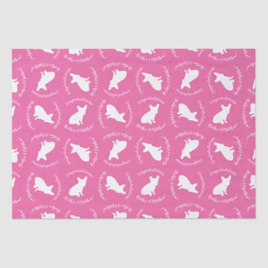 Papier Mousseline Français Baby shower Buldog Français Rose (Recto)