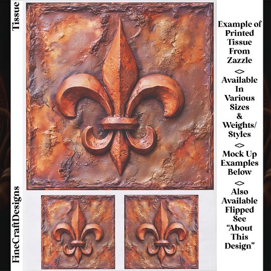 Papier Mousseline Français classique rustique Fleur de Lis EH3L Déco