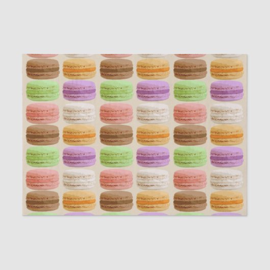 Papier Mousseline Français Macarons, couleurs en pastel (Recto)