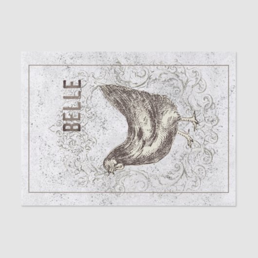 Papier Mousseline Français Poulet Hen Grunge Découpage Vintage (Recto)