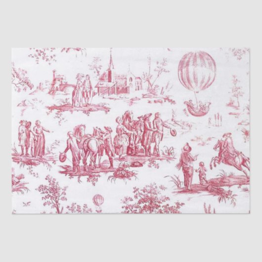 Papier Mousseline Français Toile Red Decoupage Hot Air Balloon Perso (Recto)