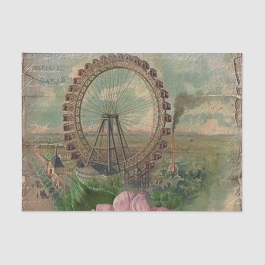 Papier Mousseline française chic, Paris, rustique, collage, victorie (Recto)