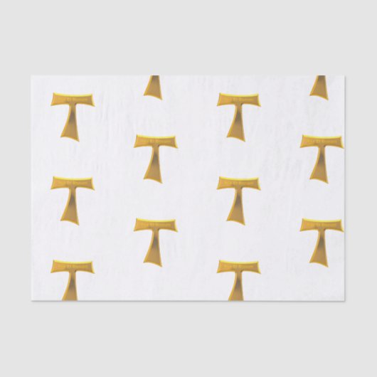 Papier Mousseline Franciscain Tau Cross Pax Et Bonum Gold Metallic (Recto)