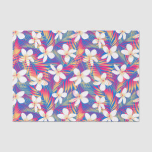 Papier Mousseline Frangipani arc-en-ciel tropical