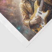 Papier Mousseline Freak Golden Retriever jouant de la guitare au con (Détail)