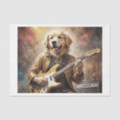 Papier Mousseline Freak Golden Retriever jouant de la guitare au con (Recto)