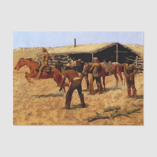 Papier Mousseline Frédéric Remington Art de l'Ouest "Express du Pone (Recto)